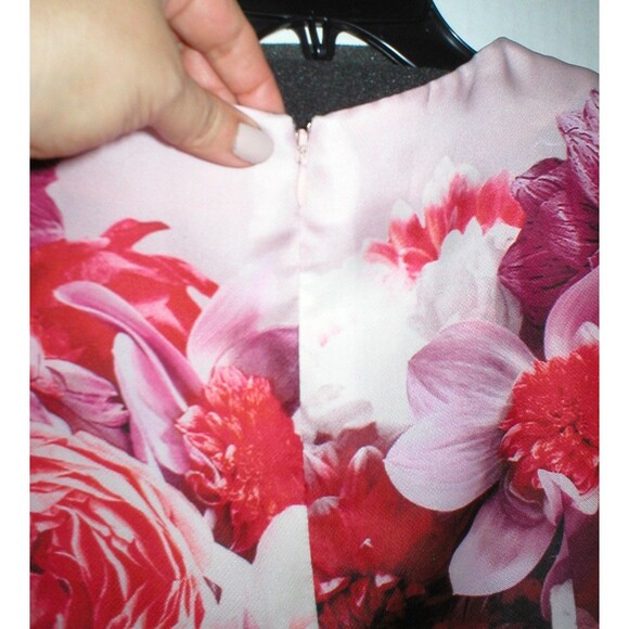 NWT New Designer Carolina Herrera $2490 Pink Silk Dress Flowers Red 12 Womens - Picture 10 of 12